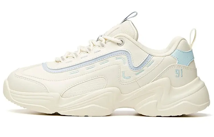Anta Life Collection Shock Absorbers Slip Resistant Abrasion Resistant Low top Chunky Sneakers Women's White Blue