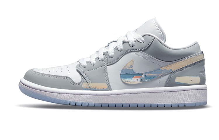 Jordan Air Jordan 1 Vintage Basketball Shoes Women's Low Top Gray/White