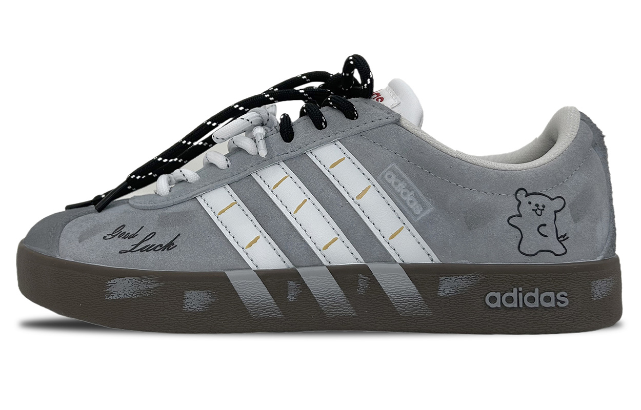 Adidas VL COURT 2.0 Coverage Cushioning Abrasion Resistant Low top Skateboard Shoes Unisex Gray Black
