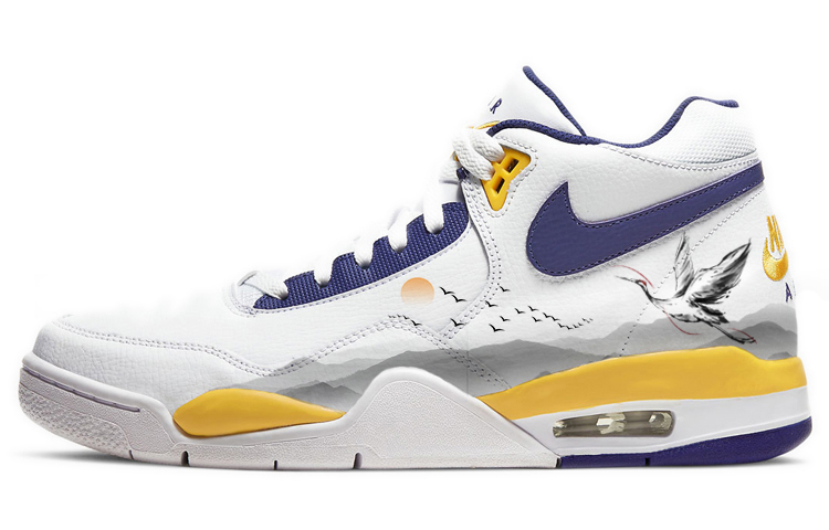 Nike Flight Legacy Low-Top Vintage Basketball Shoes Men's White Black Yellow