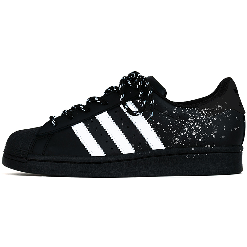 Adidas Originals SUPERSTAR Night Sky Abrasion Resistant Low Top Skateboard Shoes Unisex Black White