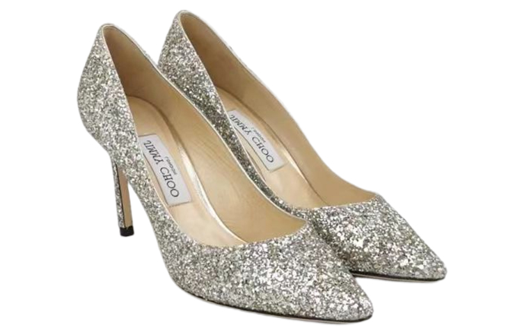 Jimmy Choo ROMY Slim Heel High Heels 8.5cm Women's Silver