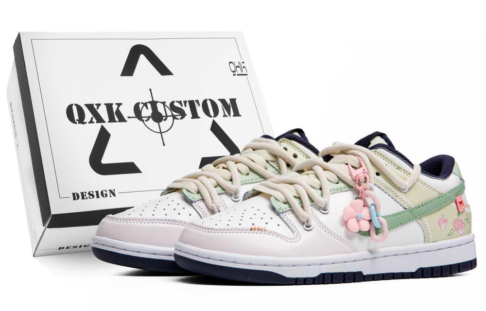 Nike Dunk Skateboard Shoes Women's Low Top White/Yellow/Pink/Green