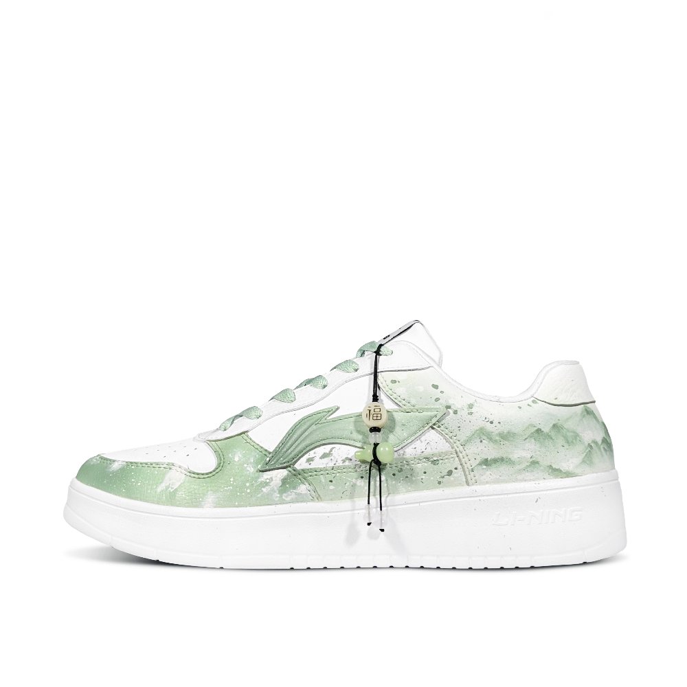 LiNing Pontoon Boats Slip Resistant, Abrasion Resistant, Breathable Low Top Skateboard Shoes Men's White Green
