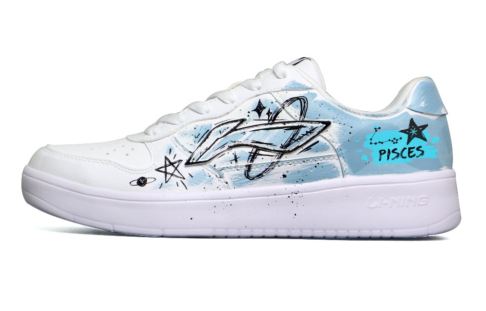 LiNing Pontoon Boats Anti-Slip And Wear-Resistant Breathable Low-Top Skateboard Shoes Men's White Black Blue
