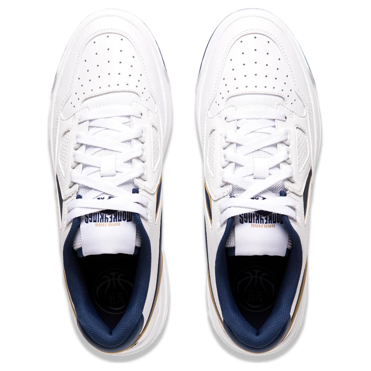 LiNing Anti Slip Wear Resistant Low Top Skateboard Shoes Unisex Standard White Navy Blue