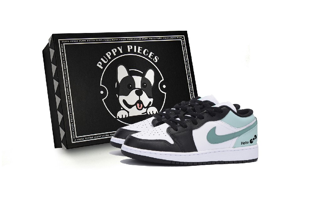 Jordan Air Jordan 1 Low Top Vintage Basketball Shoes Men's Black White Cyan