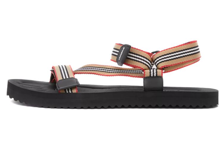 Burberry Beige Icon Stripe Sandal Black