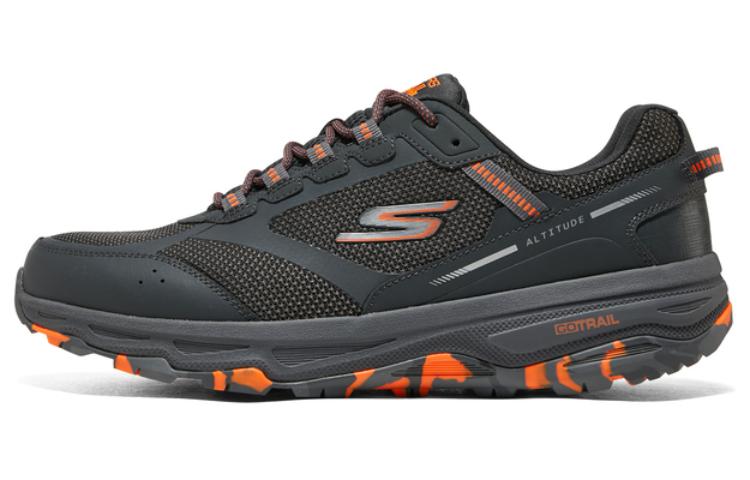 Skechers Cushioning Rebound Low-Top Running Shoes Men's Gray Orange