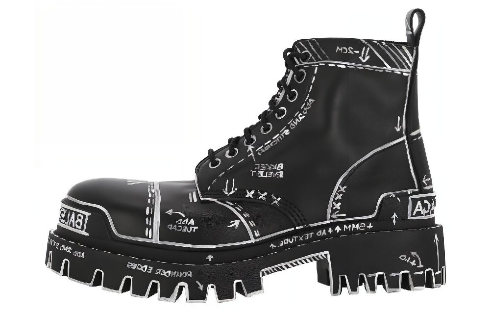Balenciaga Strike Lace-Up Boot 'Marker Pen Print - Black'