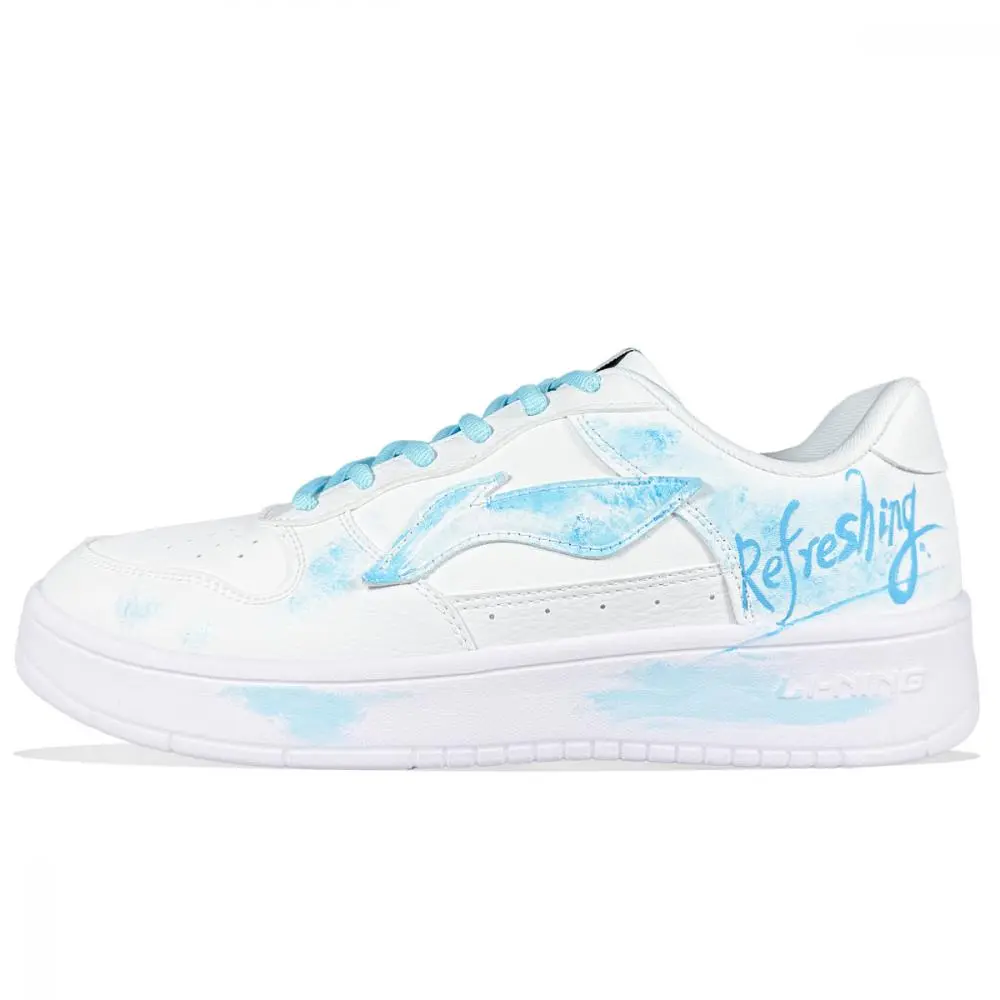 LiNing Pontoon Boats Cushioning Abrasion Resistant Breathable Low top Skateboard Shoes Men's Light Blue