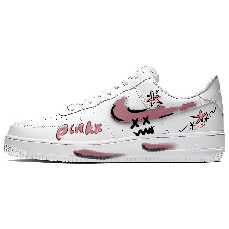 Nike Air Force 1 Stars Coverage Cushioning Abrasion Resistant Low Top Skateboard Shoes Unisex Pink