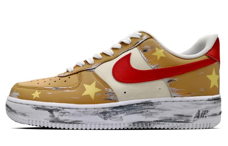 Nike Air Force 1 Slip-Resistant Cushioning Coverage Low-Top Skateboard Shoes Men's Red Yellow