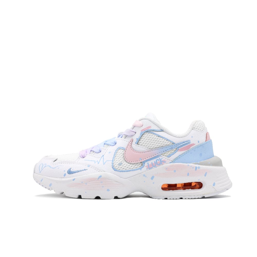 Nike Air Max Fusion Cushioning Anti-Slip And Wear-Resistant Low-Top Running Shoes Women's White Blue Pink