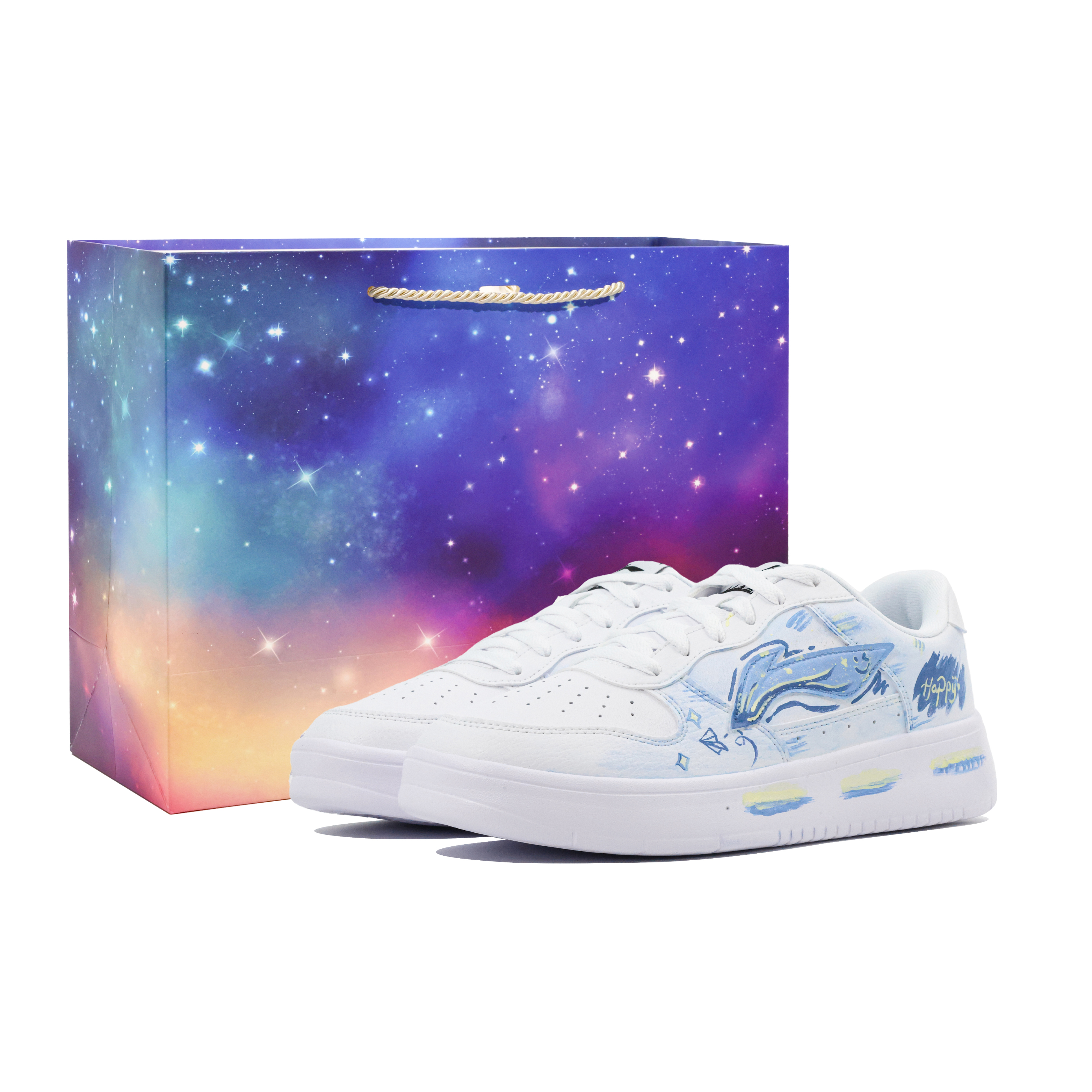 LiNing Pontoon Boats Cangmen Dream Chaser Lightweight And Breathable Low top Skateboard Shoes Unisex White Blue Yellow