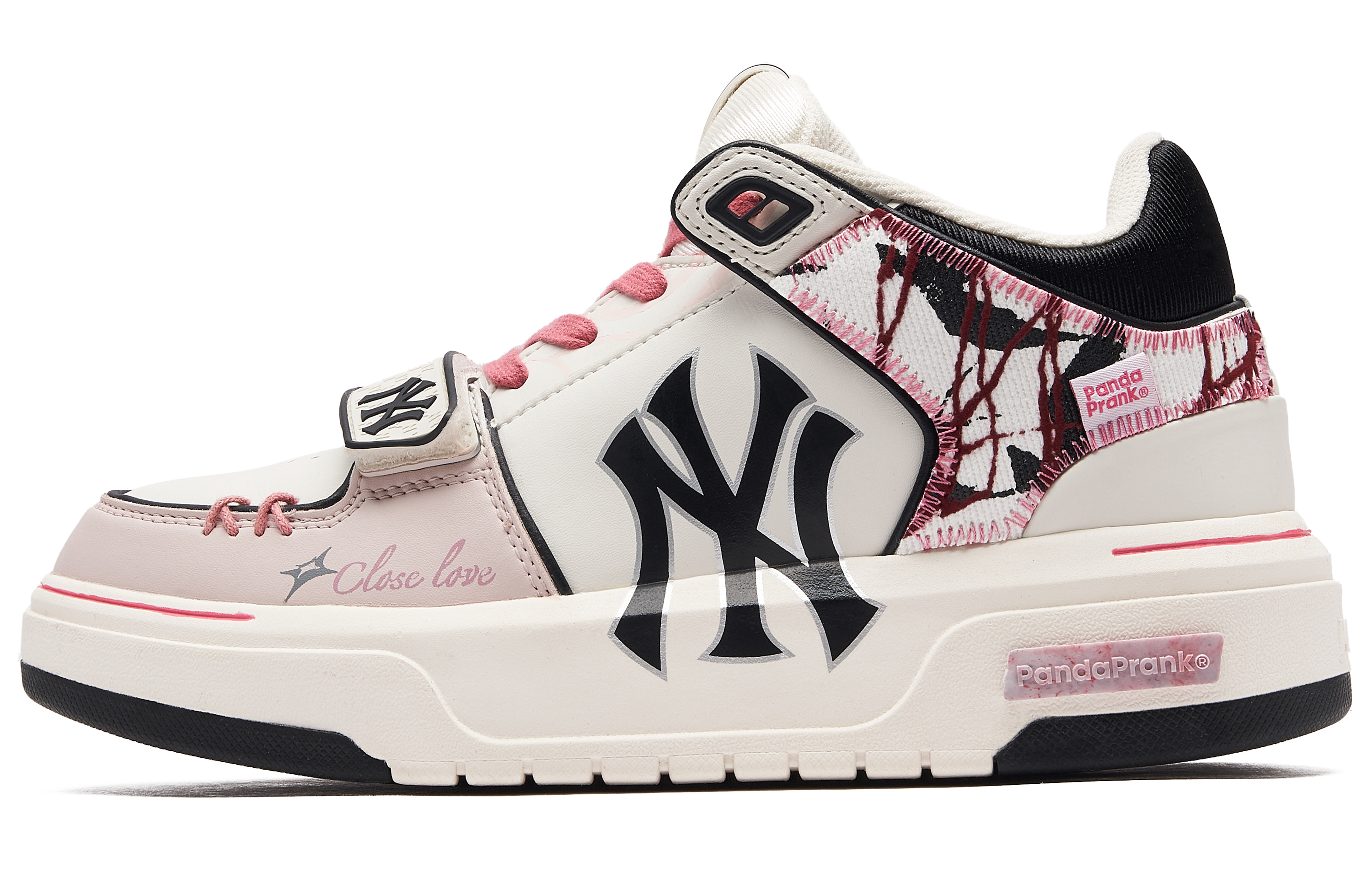 MLB Chunky Liner Anti-Slip Wear-Resistant Mid-Top Skateboard Shoes Unisex White Black Pink