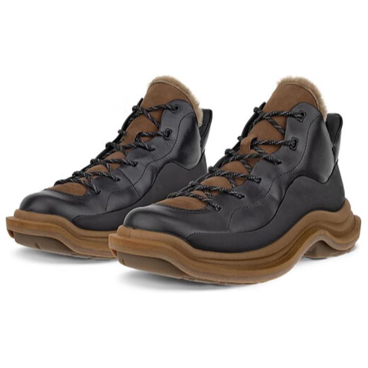 Ecco Durable Warm High-Top Casual Shoes Women's Black Brown купить в интернет-магазине Yoocart с быстрой доставкой по России.