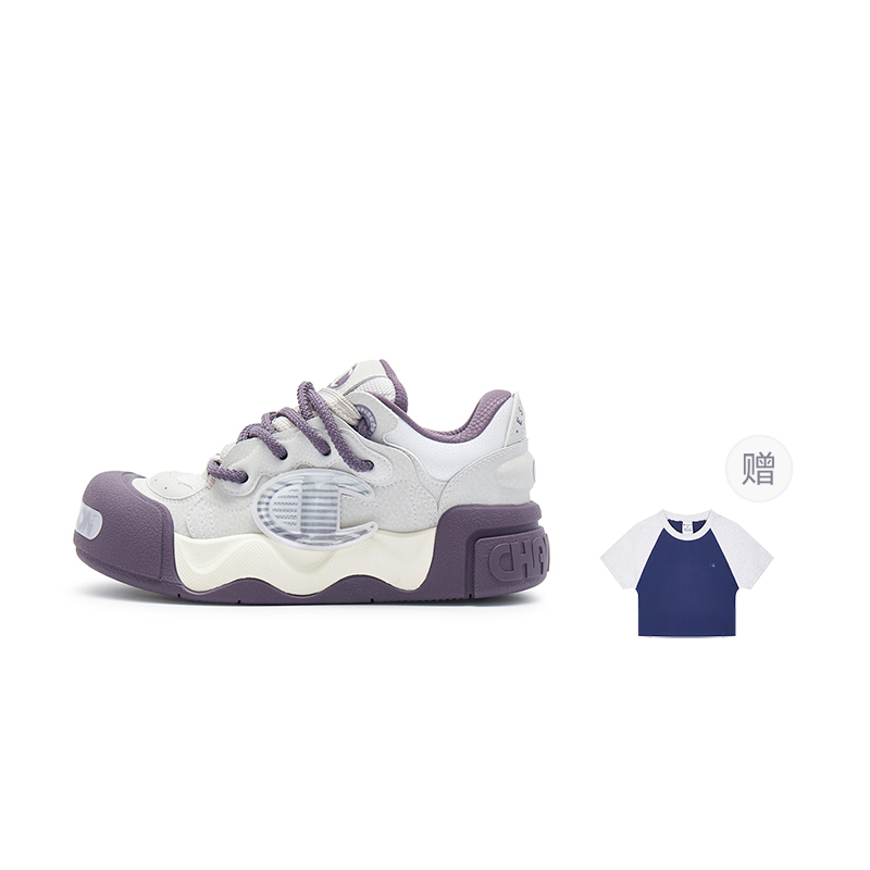 Champion Puffy Shoes AutoSkate V1 Low-Top Skateboard Shoes Women's Pearl Smoke Gray/Dream Purple