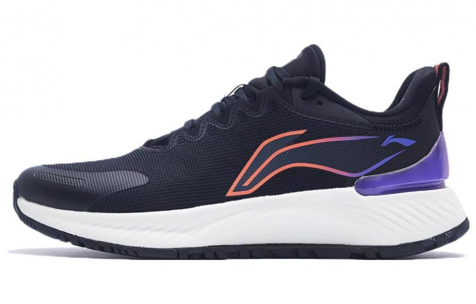LINING YueYing Element Running Shoes Men Low Top Black/Neon Soft Orange/Purple