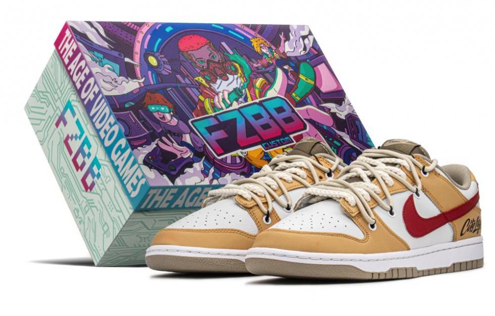 Nike Dunk Retro Fzbb Anti-Slip And Wear-Resistant Lightweight Low-Top Skateboard Shoes Men's Yellow White Red Box