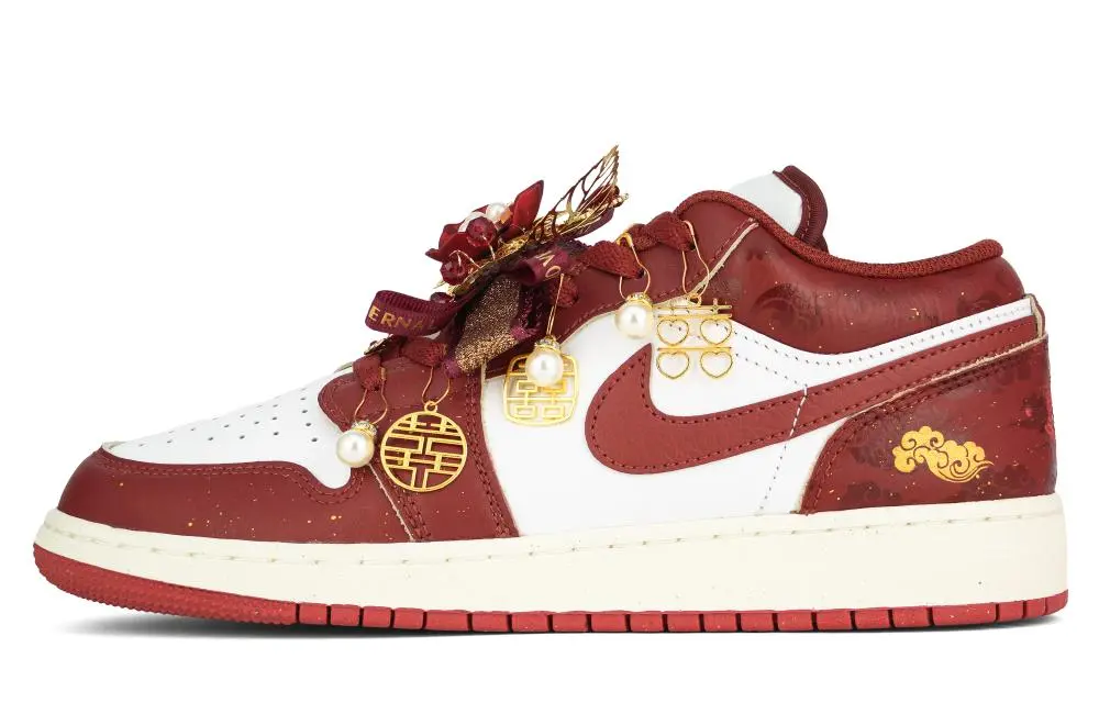 Jordan Air Jordan 1 GS Cloud Bliss Creation Cushioning, Wear Resistant Low top Vintage Basketball Shoes Women's Red