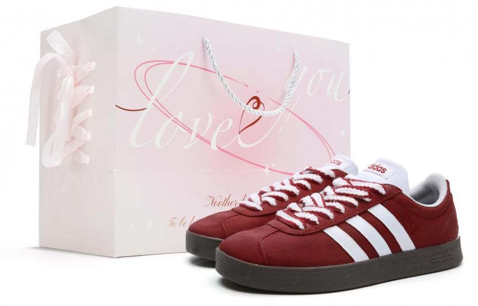 Adidas Neo VL Court 2.0 Anti-Slip Wear-Resistant Low-Top Skateboard Shoes Unisex Red