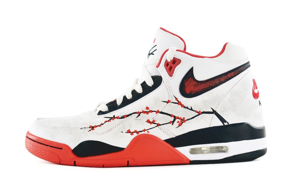 Nike Flight Legacy Cushioned Slip-Resistant Abrasion-Resistant High-Top Vintage Basketball Shoes Unisex Black White Red