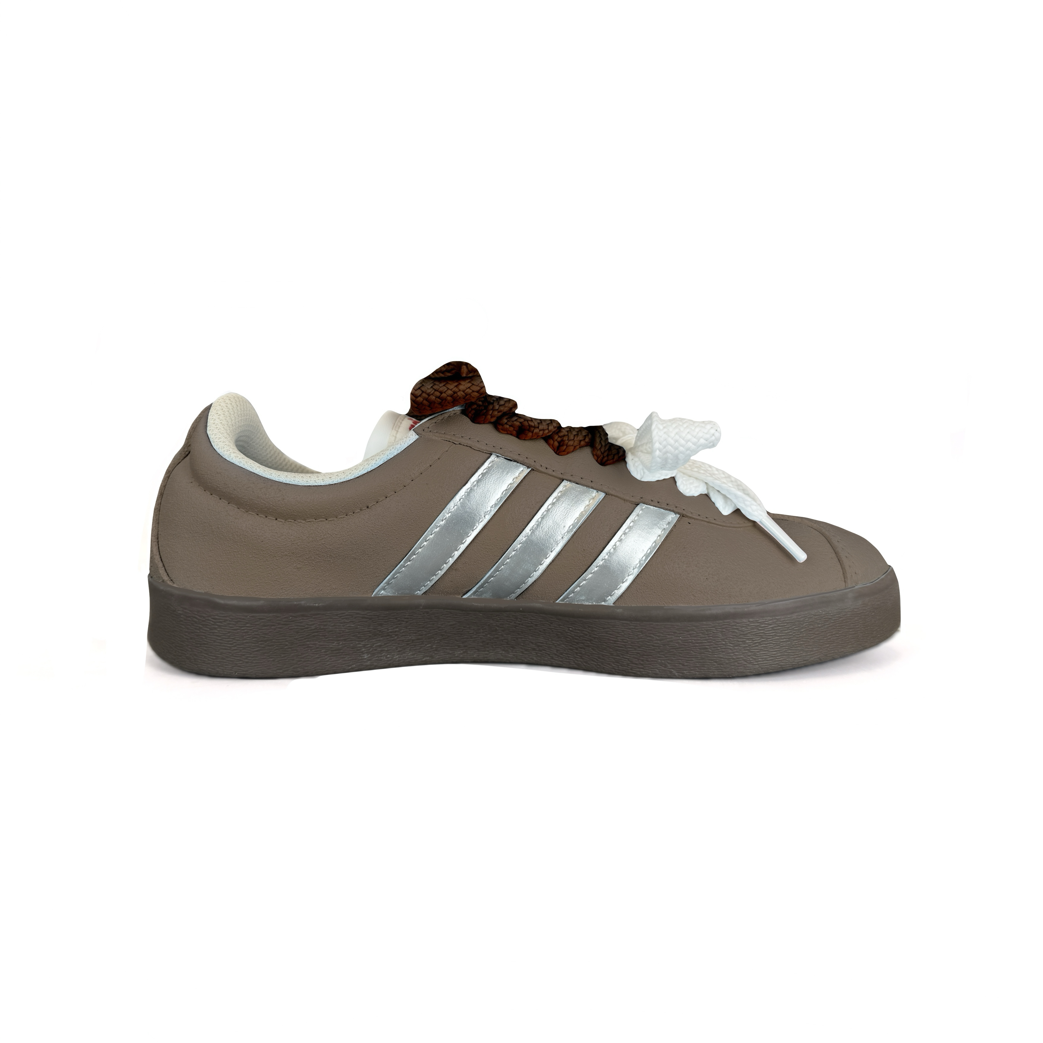 Adidas VL COURT 2.0 Cushioning, Wear Resistant Low top Skateboard Shoes Unisex Brown Silver