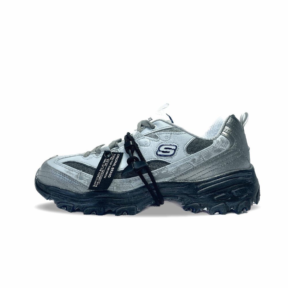 Skechers DLITES Water-Resistant Low-Top Chunky Sneakers Women's Gray Black Blue