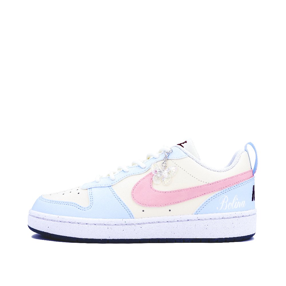 Nike Court Borough Whale Heart Pink Mist Sea Anti-Slip And Wear-Resistant Breathable Low-Top Skateboard Shoes GS