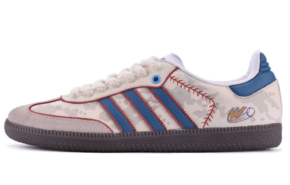 Adidas Originals SAMBA OG Anti-Slip And Wear-Resistant Lightweight Low-Top Skateboard Shoes Unisex Beige White Blue