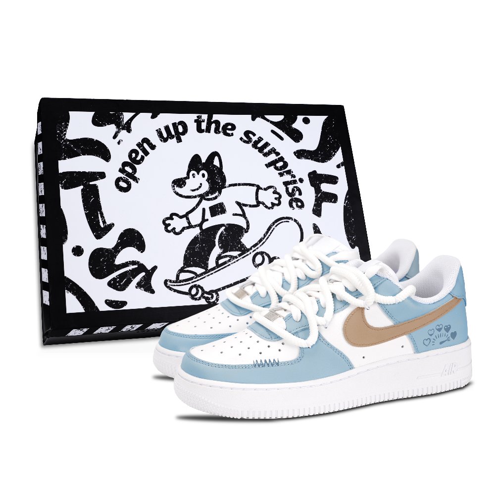 Nike Air Force 1 Love Full Anti Slip Wear Resistant Low Top Skateboard Shoes Unisex Dark Sky Blue