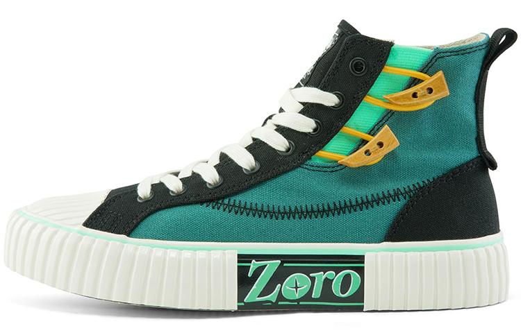 Kappa One Piece Wear-Resistant High-Top Canvas Shoes Unisex Green Black