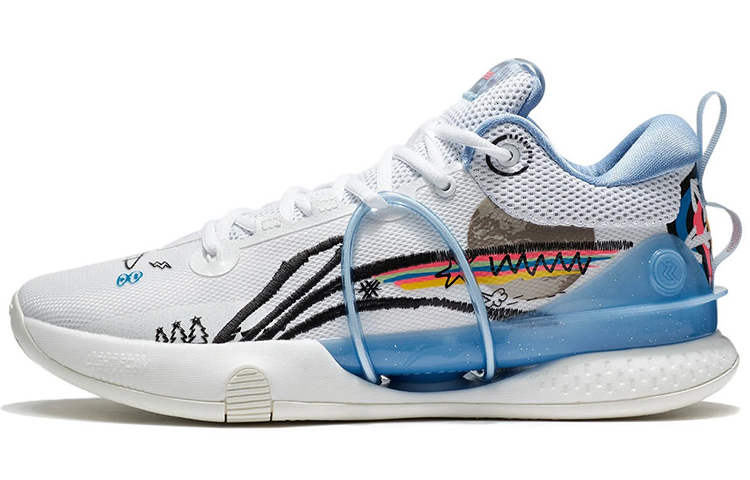 LiNing Speed 8 Cushioned Slip Resistant Abrasion Resistant Low Top Performance Basketball Shoes Men's White Blue
