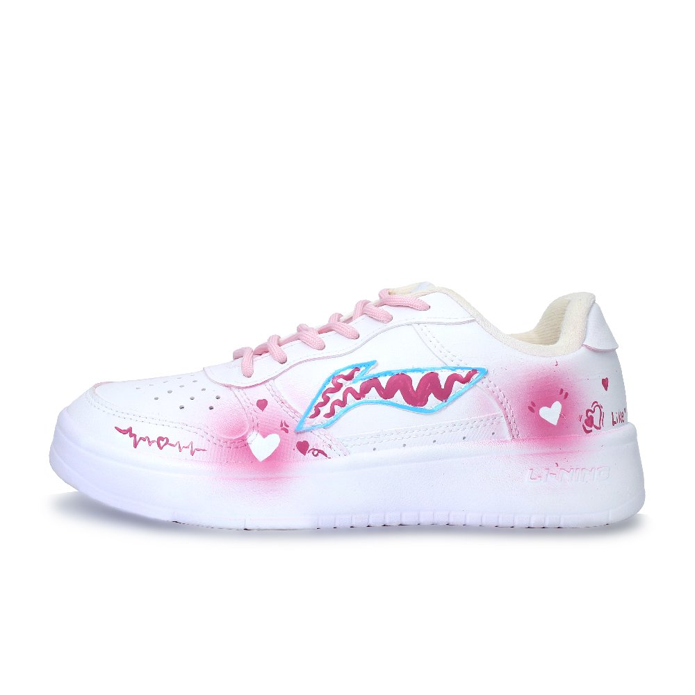 LiNing Pontoon Boats Abrasion Resistant, Lightweight, And Breathable Low top Skateboard Shoes Unisex White Pink Blue