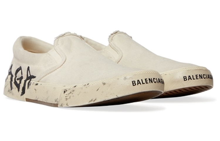 Balenciaga Paris Low Top Slip On Shoes 'Washed White Cotton' Women's купить в интернет-магазине Yoocart с быстрой доставкой по России.