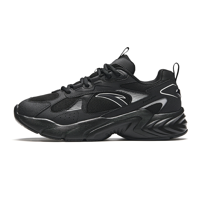 Anta Running Collection Non-slip Wear-resistant Shock Absorption Low-Top Casual Running Shoes Men's Black Silver