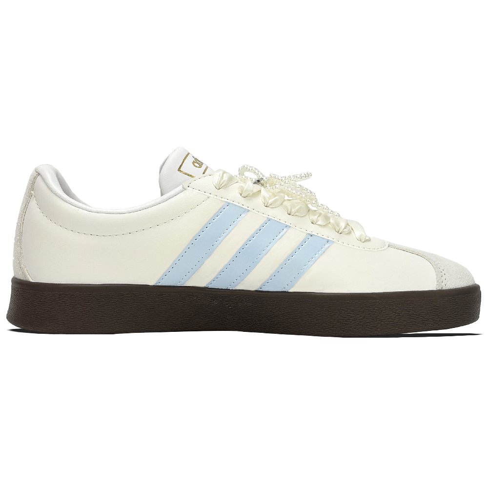 Adidas Neo VL Court 2.0 Slip Resistant Low Top Skateboard Shoes Unisex Beige Blue