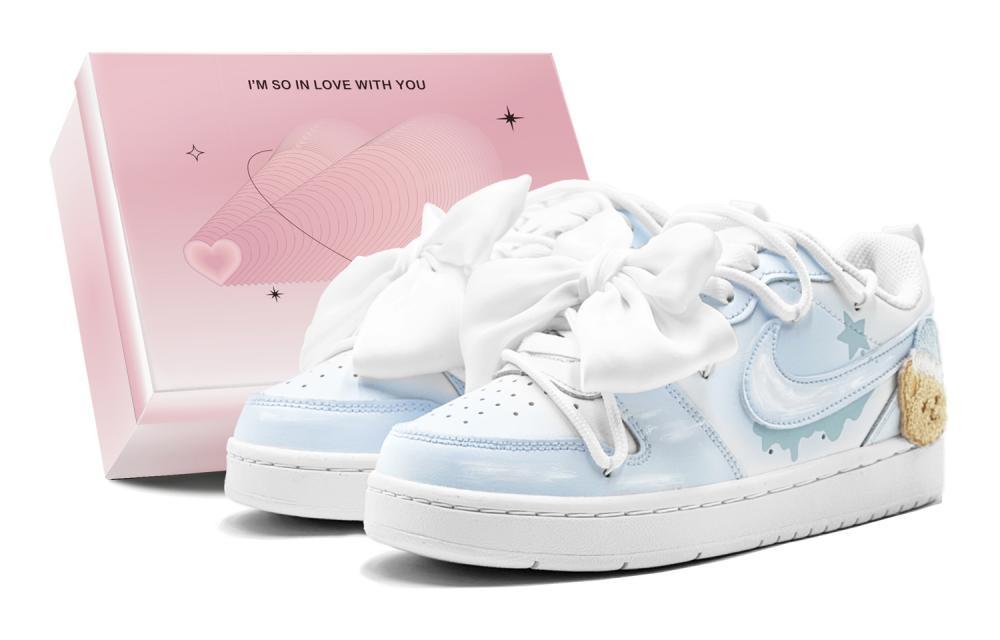 Nike Court Borough Good Night Little Bear Refreshing Sweet Style Slip-Resistant Low-Top Skateboard Shoes GS Blue White