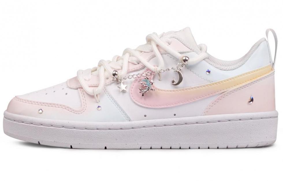Nike Court Borough Lightweight And Breathable Low-Top Skateboard Shoes GS Pink White