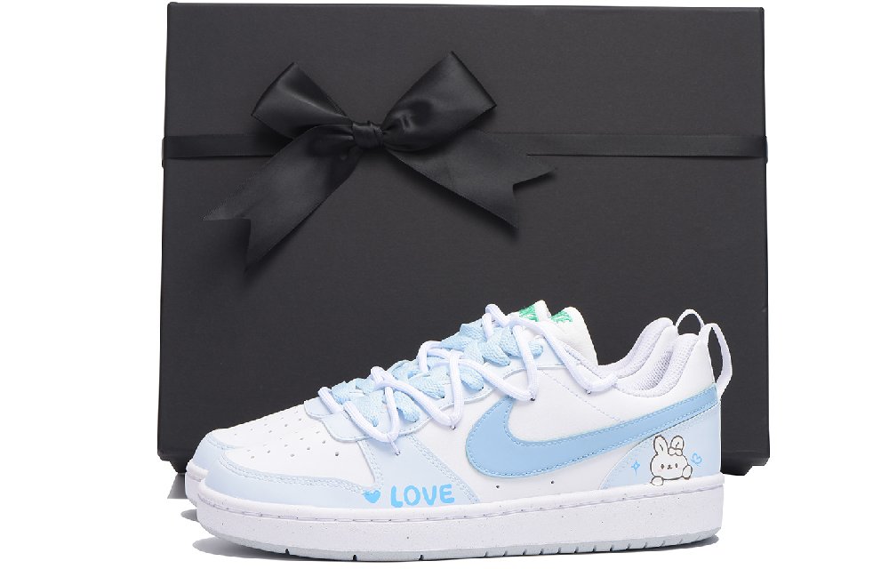 Nike Court Borough Skateboard Shoes Women's Low-Top White Blue