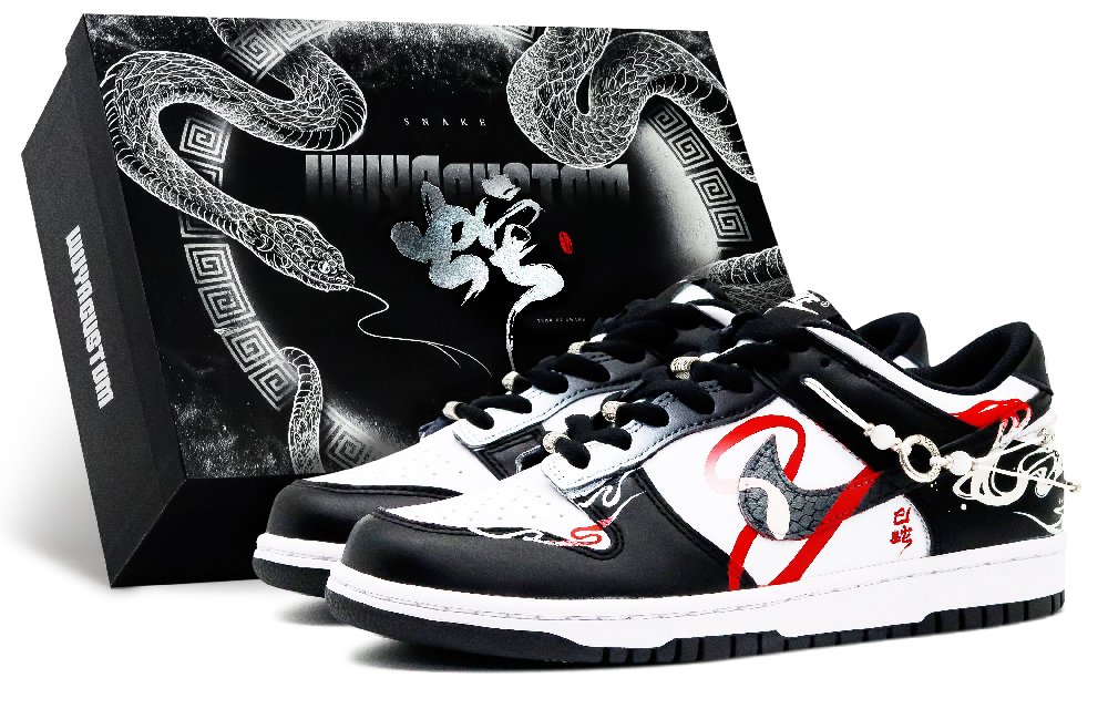 Nike Dunk Anti-Slip Wear-Resistant Low-Top Skateboard Shoes Unisex Black White