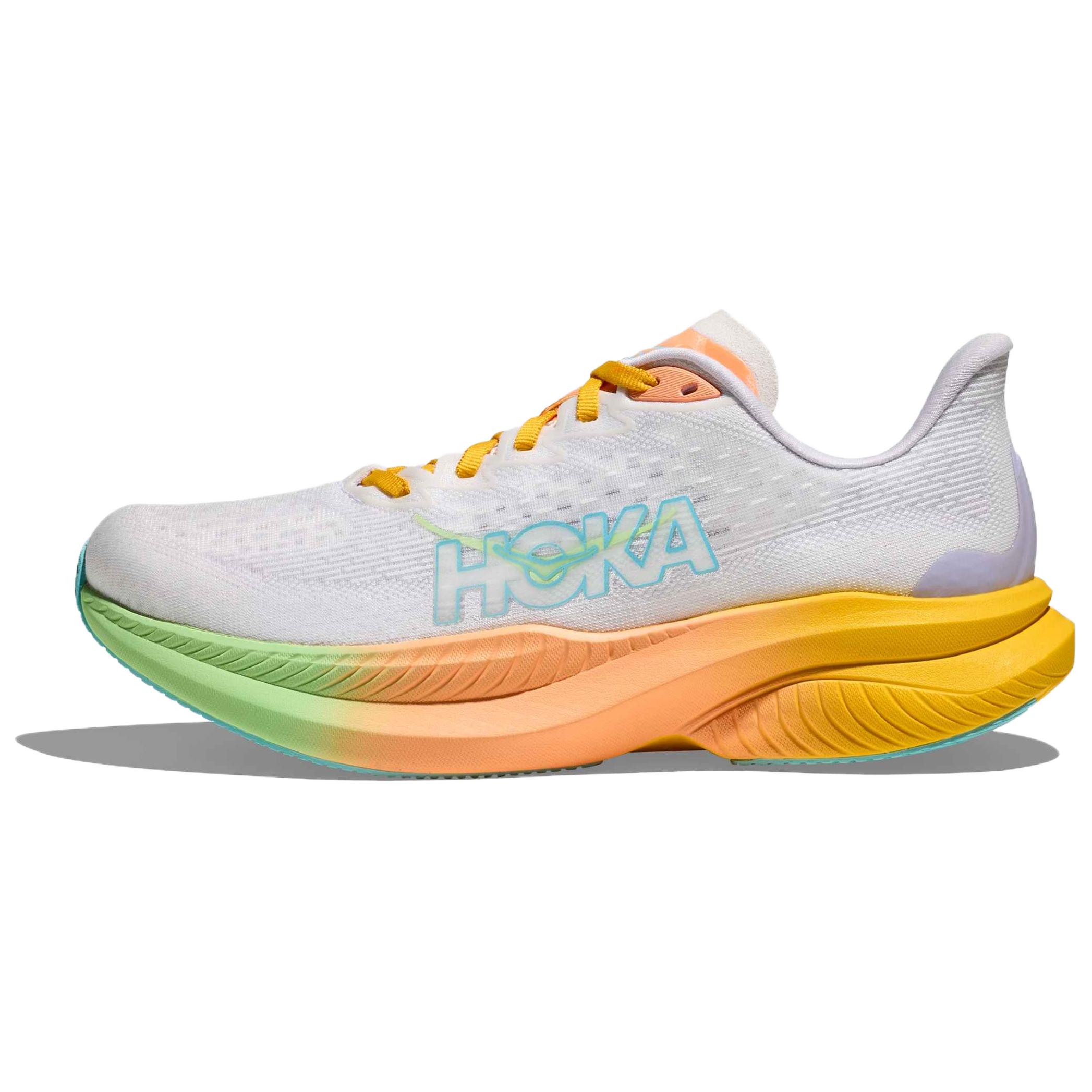 HOKA ONE ONE MACH 6 Breathable Low Top Running Shoes Women's White Orange