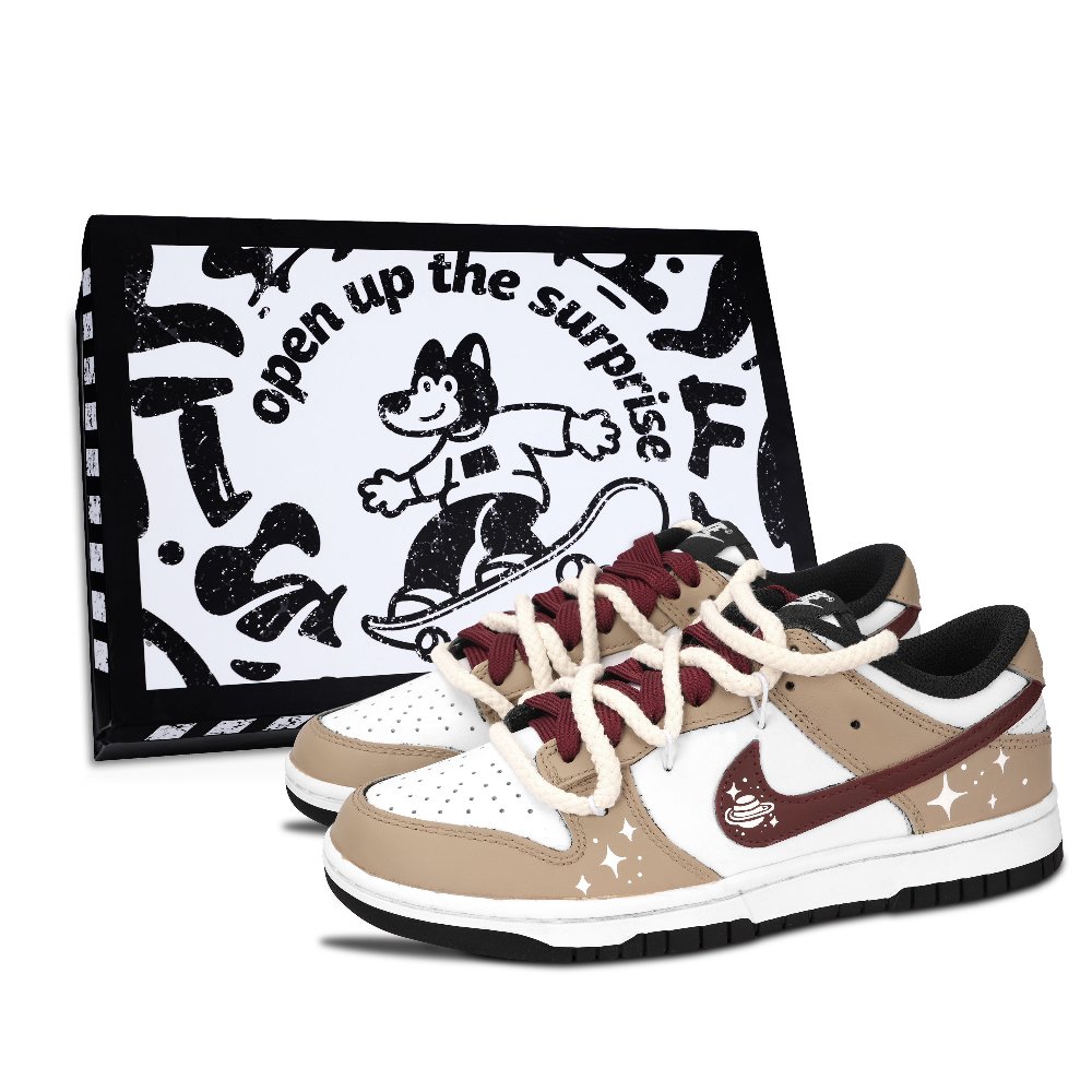 Nike Dunk Black White, Planet Alliance Abrasion Resistant Low Top Skateboard Shoes Unisex Brown