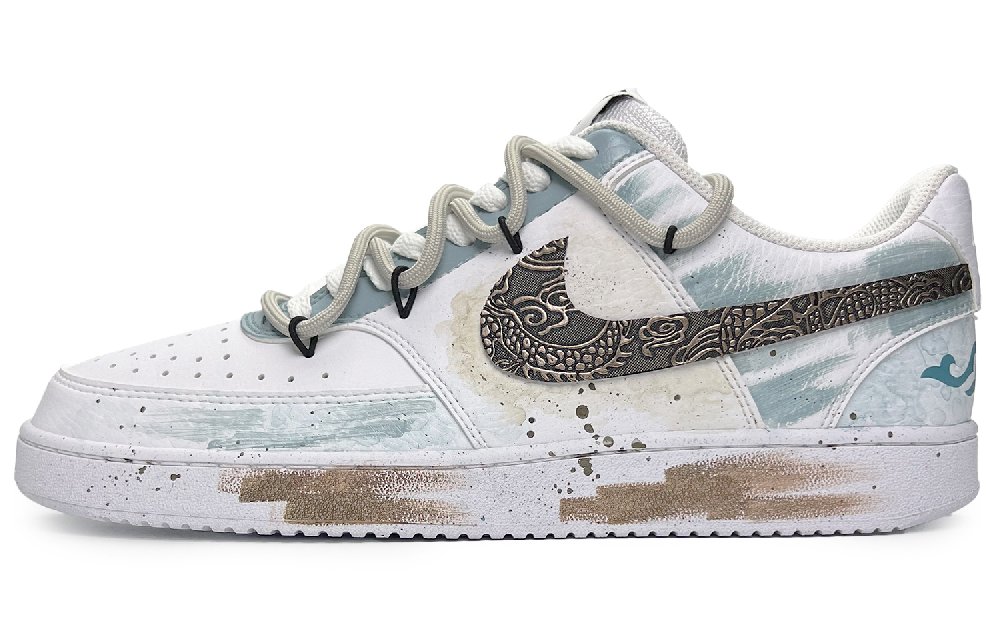 Nike Court Vision 1 Samsung Hexi Low-Top Skateboard Shoes Women's Cyan White Brown