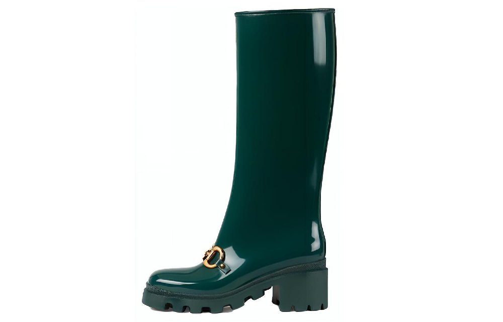 GUCCI Horsebit Knee-high Boots Women's Green