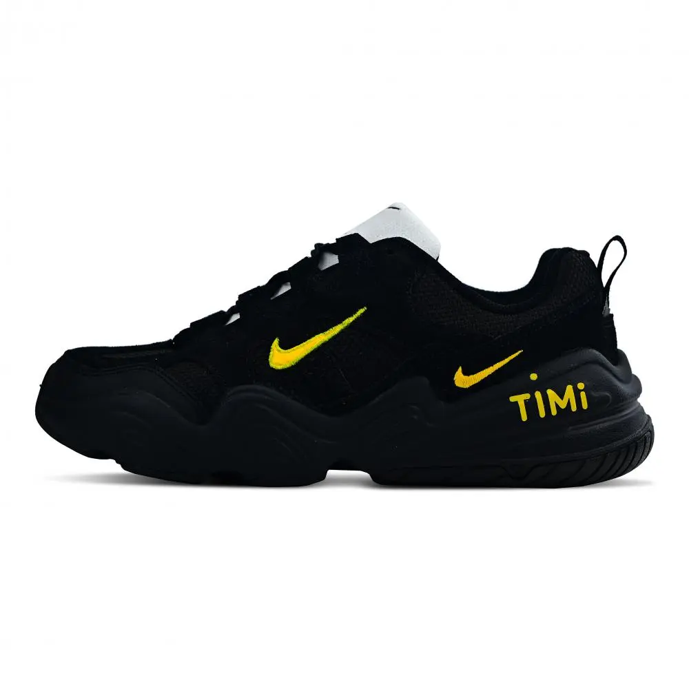 Nike Tech Hera Abrasion Resistant Low Top Chunky Sneakers Unisex Black Yellow