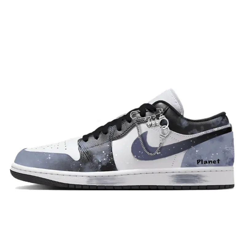 Jordan Air Jordan 1 Planetary Gravity Abrasion Resistant Low top Vintage Basketball Shoes Men's Haze Blue