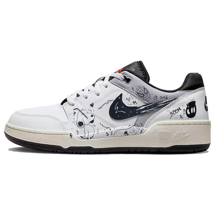 Nike Full Force Anti-Slip Wear-Resistant Low-Top Skateboard Shoes Men's White Black