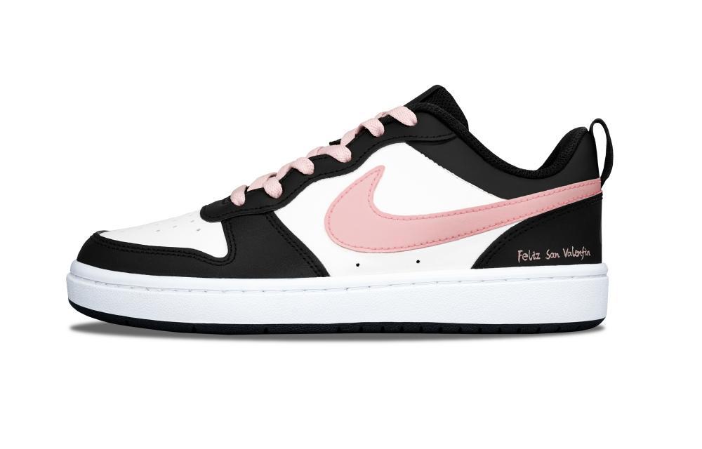 Nike Court Borough Low 2 Energizing Non slip Lightweight Low Top Skateboard Shoes GS Pink White